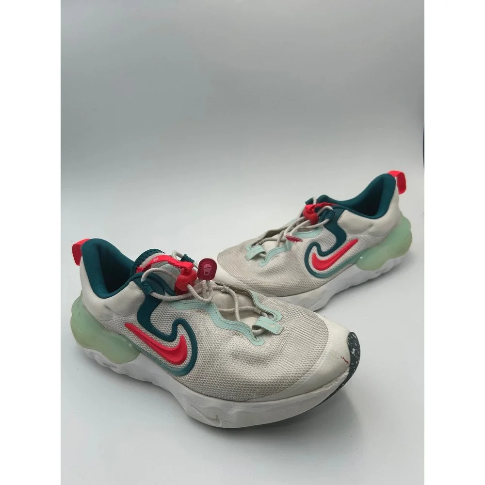 Nike Renew Run 4 GS Sail Dark Teal Bright Crimson Shoes DR0472-101 Size 6Y